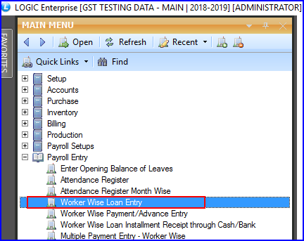 Work Wise Loan Entry